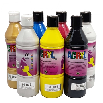 Acrylfärg 0,5 ltr. - 7 färger