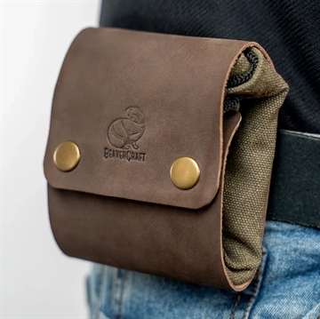 Läder- och canvasbälteväska för bushcraft och insamling